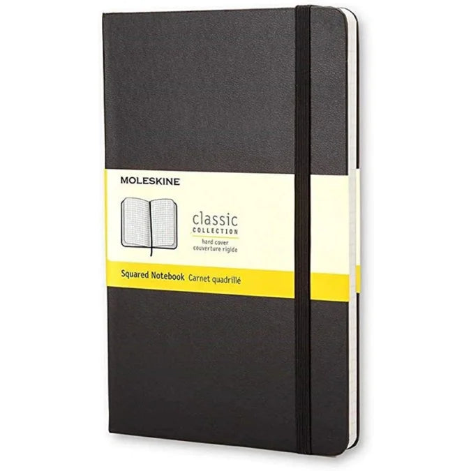 Klade 9x14 MOLESKINE ar gumijas aizdari, rūtiņu lapas, melna (96 lapas)