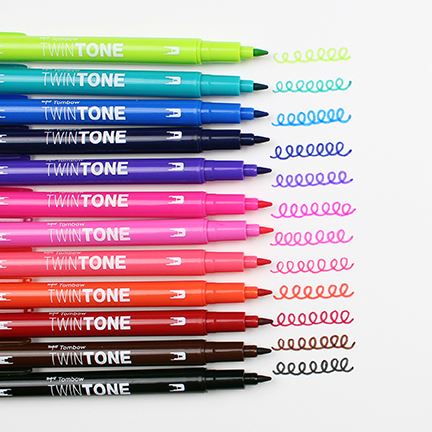 Flomāsteru komplekts TOMBOW TwinTone, 12 krāsas