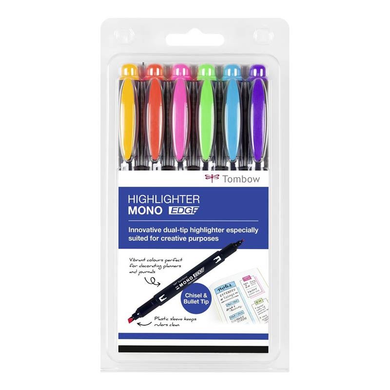 Teksta marķieru komplekts TOMBOW Mono Edge, 6 krāsas