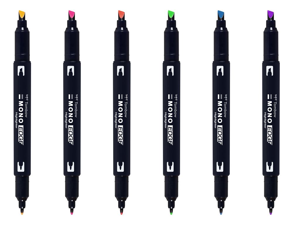 Teksta marķieru komplekts TOMBOW Mono Edge, 6 krāsas