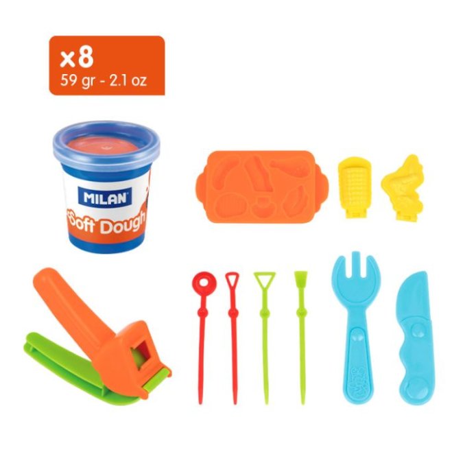 Veidošanas masa MILAN SoftDough BBQ, 8 krāsas