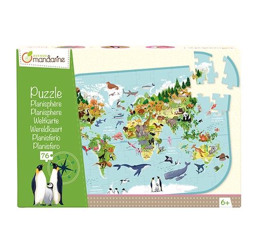 Puzle MANDARINE Dzīvnieku pasaules karte 76