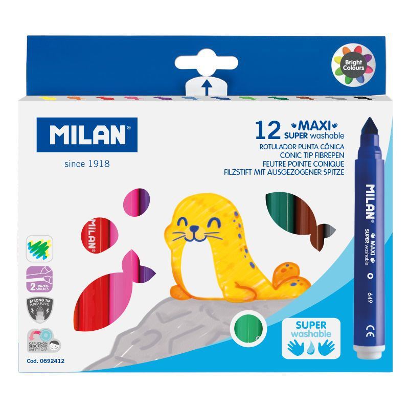 Flomāsteri MILAN Maxi 7.5mm, 12 krāsas