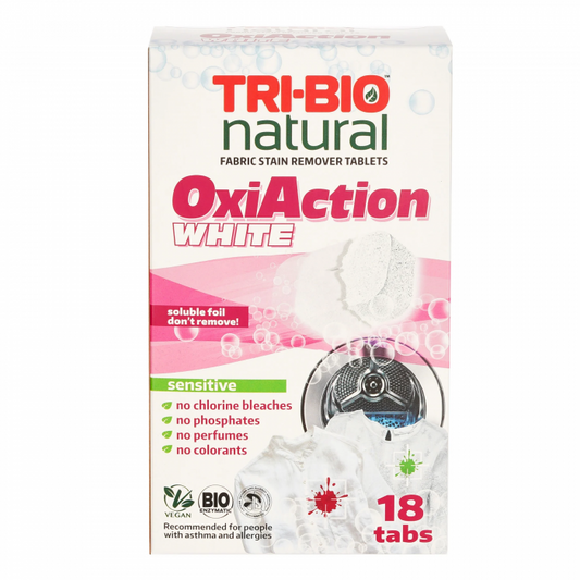 VEĻAS MAZGĀŠANAI TRI-BIO TABLETES OXY-ACTIOON WHITE, 18 TABL.