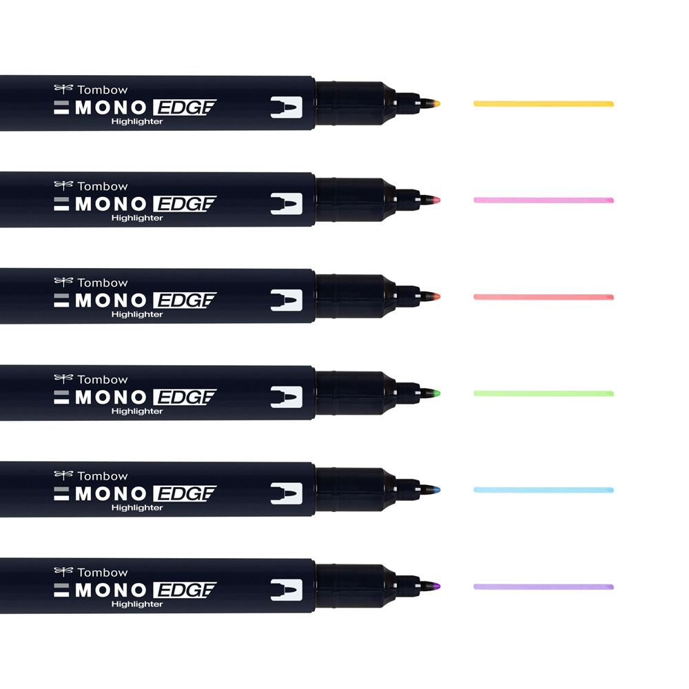 Teksta marķieru komplekts TOMBOW Mono Edge, 6 krāsas
