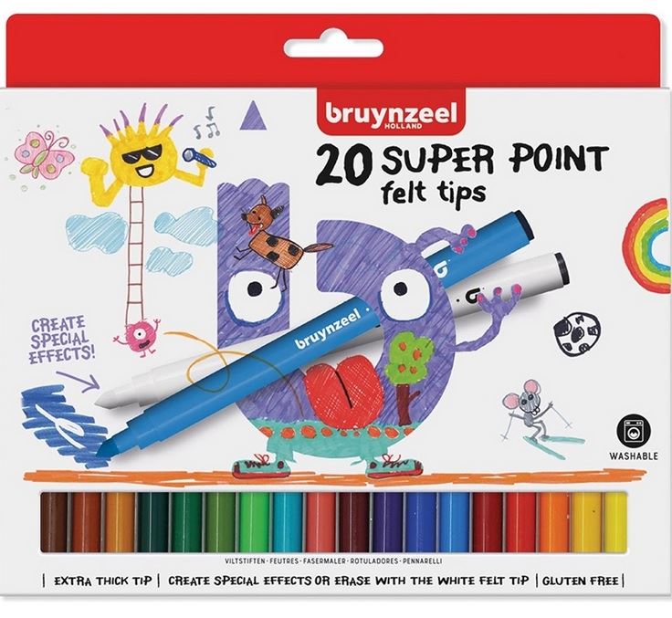 Flomasteri BRUYNZEEL SUPERPOINT, 20 gabali JAUNS