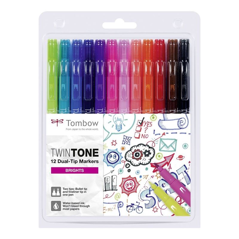 Flomāsteru komplekts TOMBOW TwinTone, 12 krāsas