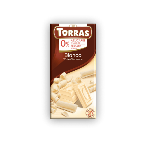 Baltā šokolāde bez pievienota cukura Torras, 75 g