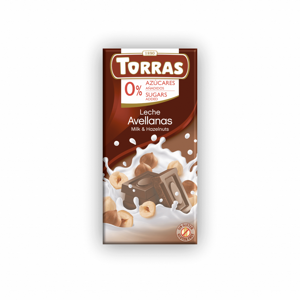 Torras piena šokolāde bez cukura ar lazdu riekstiem 75g
