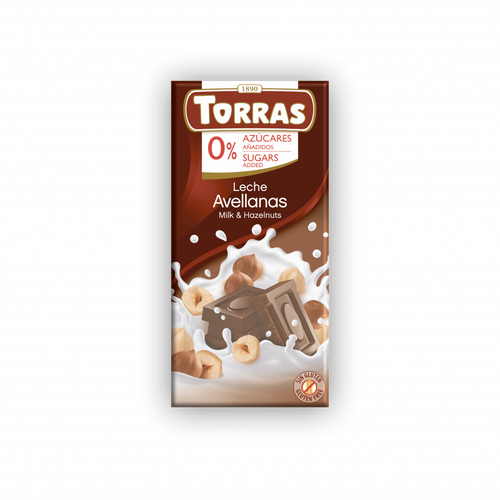 Torras piena šokolāde bez cukura ar lazdu riekstiem 75g
