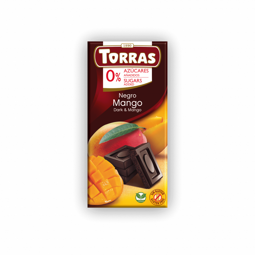 Dark chocolate Torras with mango, no added sugar, 75 g