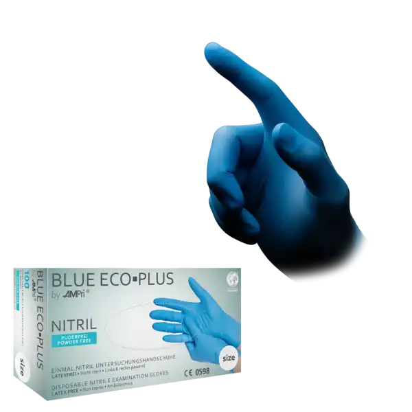 Nitrila cimdi, bez pulvera, Blue Eco-Plus